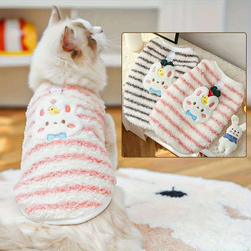 Dog Winter with Cute Rabbit and Poodle Pattern - A Warm Hooded Sweater Jacket Suitable for Ultra Small Dogs 25T1226