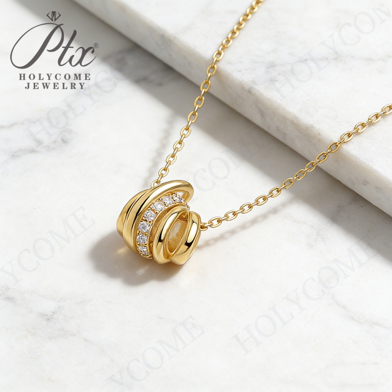 Golden Fashion Light Luxury Necklace Layered for High-end Look S925 Silver European and American Best-selling Moissanite Clavicle Chain