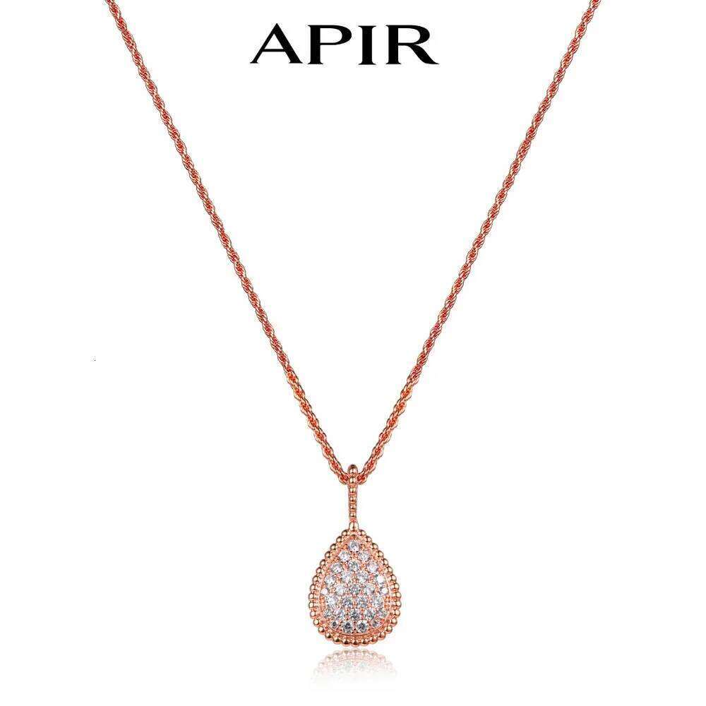 APIR All 5A Zircon Teardrop Bohemian Pendant Pearl-rimmed Vintage Twist Silver Necklace Daily Lowest Price 25N1226