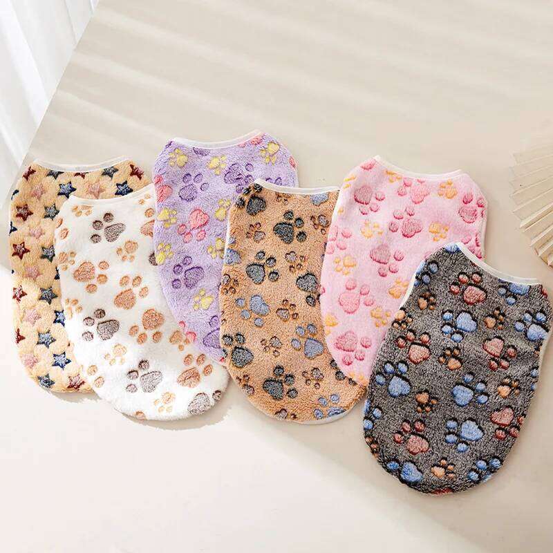 Flannel Dog Clothes for Small Medium Dogs Soft Puppy Cute Paw Print Chihuahua Coat Yorkshire Vest Pet Costume 25T1226