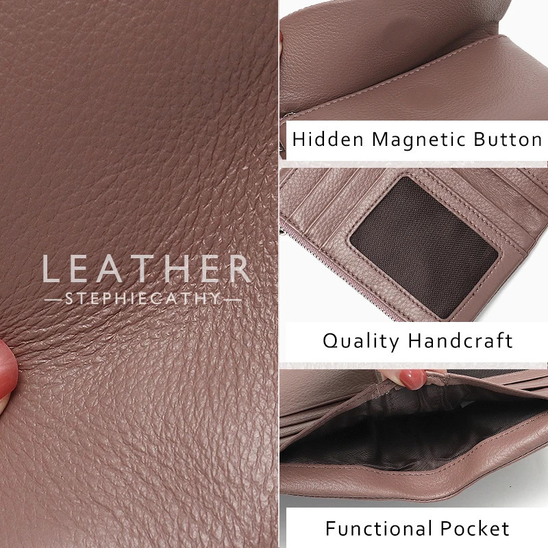 Womens Minimalist Short Wallet Classic Real Leather Magnet Flap Trifold Coin Purse Multi Slots Card Holder Portable Daily Use 251225