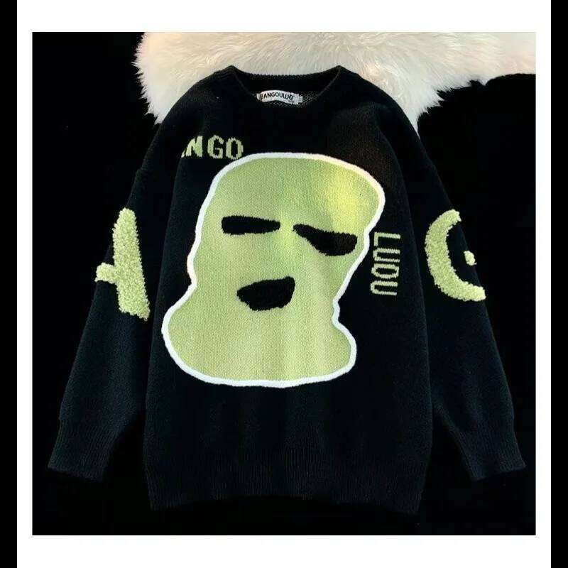 Design American Casual Autumn Winter Crew Neck Men's Trendy Brand Loose Sweater Jacket