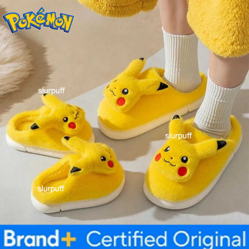 Pokemon Cartoon Pikachus Slippers Cute Non-Slip Warm Home Indoor Shoes Winter Cosplay Slipper W251226