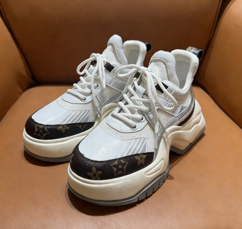 New Style Arrival Print Women Shoes 2026 Spring Summer Popular Arch-shaped Sole Fashion Casual Sneakers Thick Platform for Height Increase Versatile F