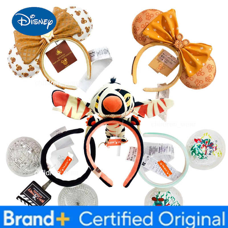 Disney 2024 Original Mickey Ears Headband Princess Minnie Bow Cosplay Hairband Festival Party Adult/Kids Hair Accessory H251226