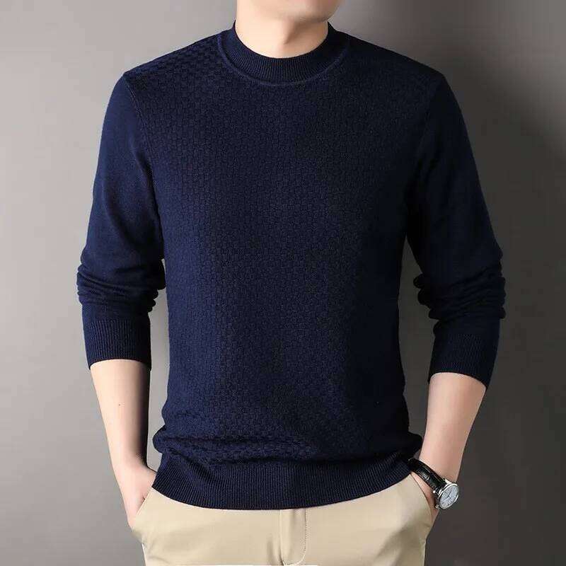 2026 New Spring And Autumn Solid Color Half Turtleneck Slim Fit Pullover For Men Youth Base Sweater Men's Clothing