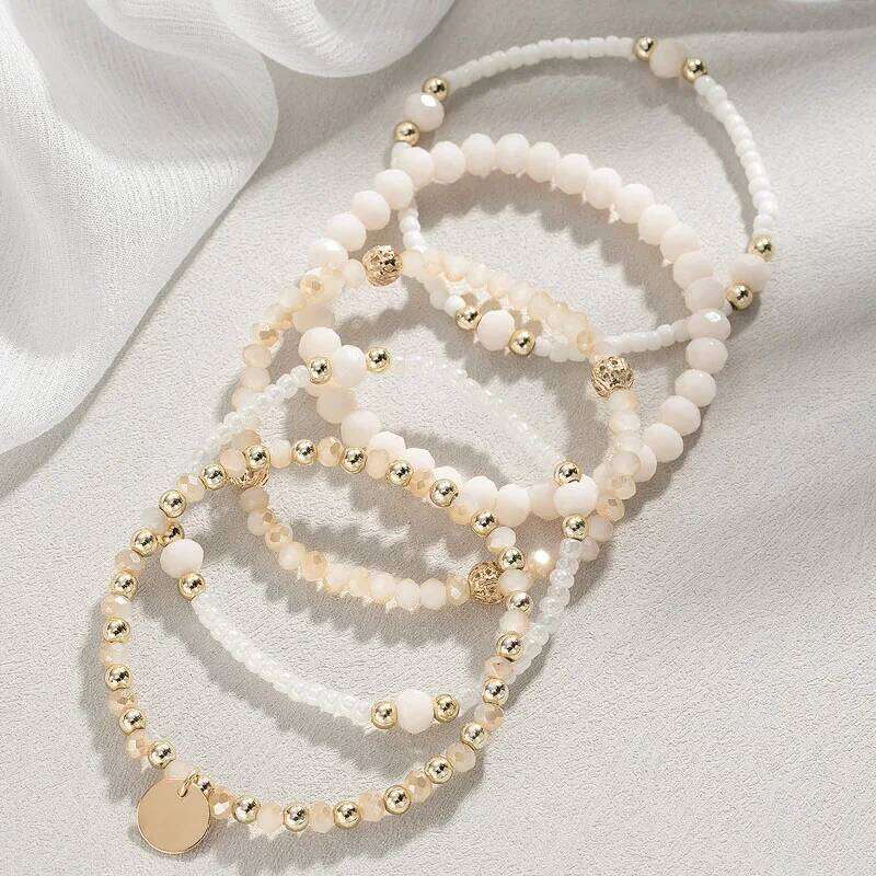 Y2K Ethnic Bohemian Beaded Bracelets Set for Women Beads Chains Stackable Wristband Girls Boho Hand Jewelry Accessoreis 25T1226