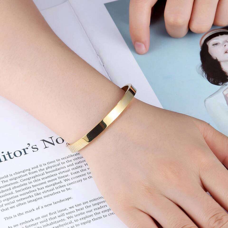 Hot Fashion Stainless Steel Jewelry Oval Bangle for Woman Child Charm Bracelet Party Love Wedding Brand Gift Wholesale 25T1226