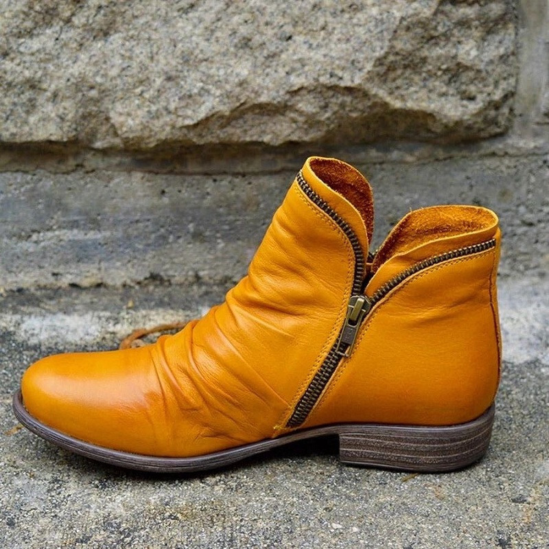 Independent Station Plus Size Martin Export Side Zipper European and American Style Leather Boots Warm Horseshoe Heel Women's Shoes ddmysaturn