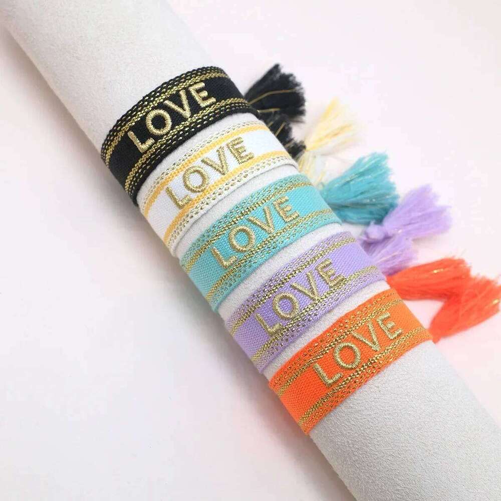 2023 New Adjustable Woven Friendship Couple Bracelet For Women Bohemia Braided Embroidery Letters Tassel Bangles Fashion Jewelry 25T1226
