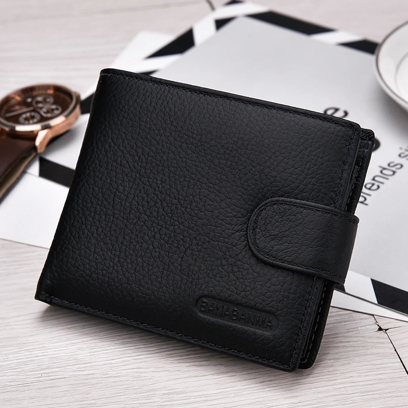 Genuine Leather Mens Wallet Short Money Clip Soft Leather Purse For Man Buckle Multi Card Position Zippe Wallet Men 251225