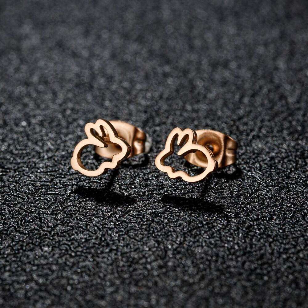 Hollow Stainless Steel Rabbit Bunny Earring For Girl Ear Fashion Jewelry Cute Animal Party Anniversary Stud Earrings 25H1226
