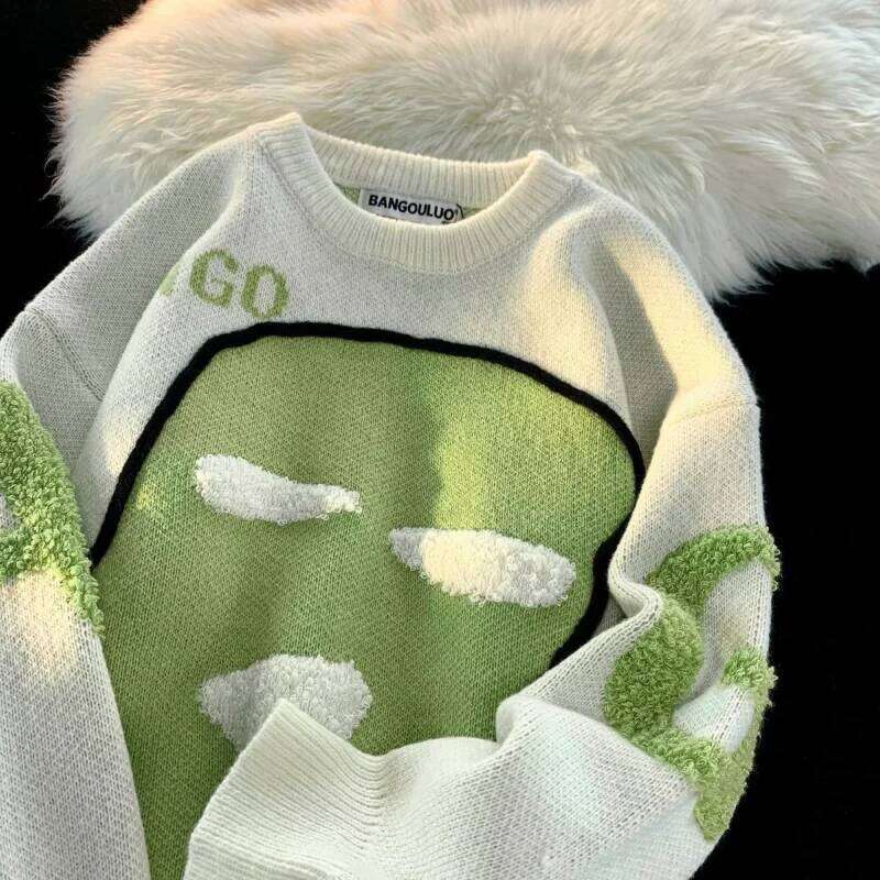 Design American Casual Autumn Winter Crew Neck Men's Trendy Brand Loose Sweater Jacket