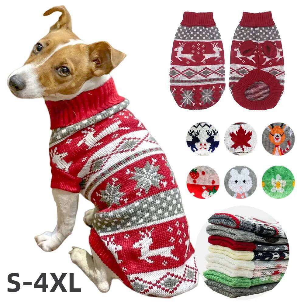 Christmas Style Dog Sweater New Year Costume Cat Cute Knitted Wool Puppy Clothes Warm Soft Winter Apparel For Medium Pet 25T1226