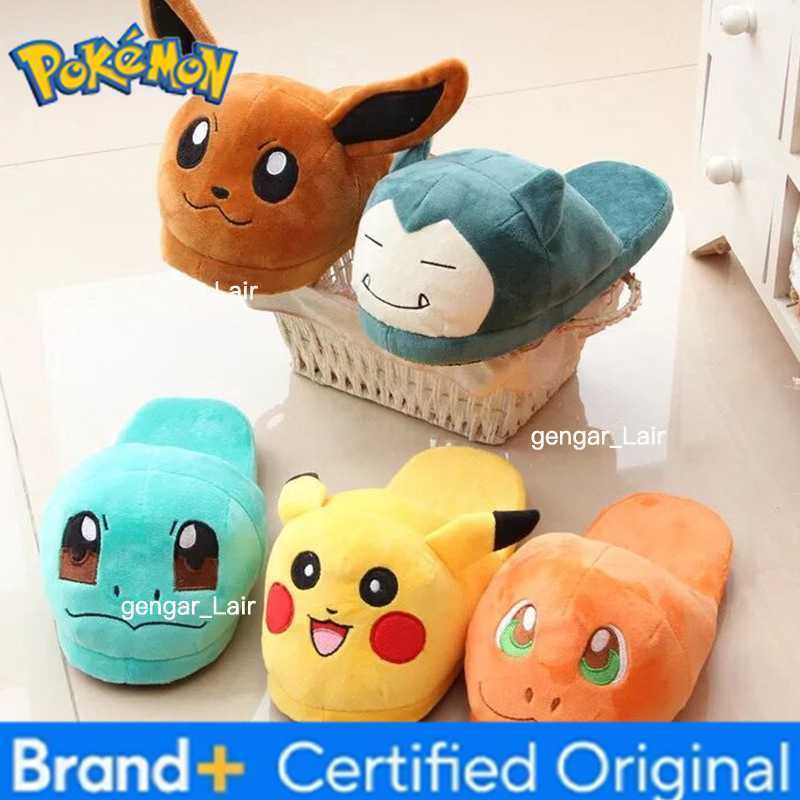 Pokemon Pikachu Snorlax Plush Slippers Adult Women Men Wide Non-Slip Warm Winter Fuzzy Indoor Slippers Home Shoes W251226