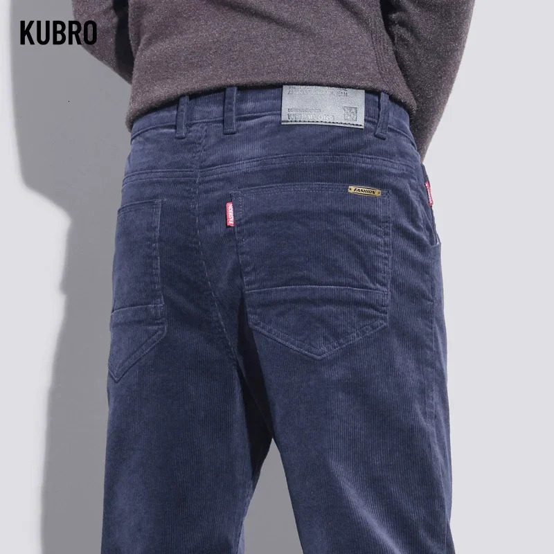 KUBRO High Quality Corduroy Fabric Mens Business Casual Trousers Autumn Korean Style Small Straight Slim Versatile Cargo Pants 251226