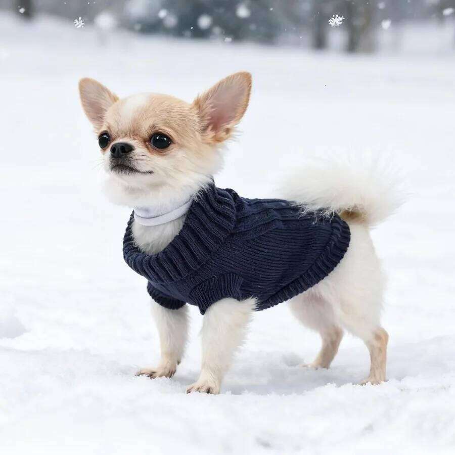 Chihuahua Sweater for Small Dogs Male XXS Dog Fall Winter Knitted Sweaters Warm Puppy Clothes Turtleneck Ou 25T1226