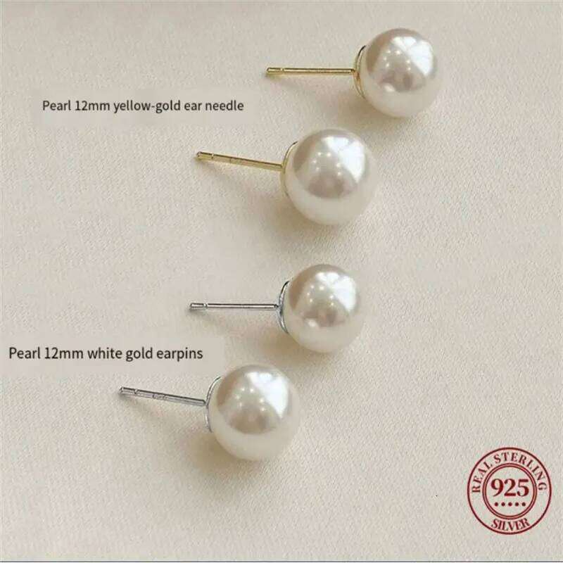 Senlissi- 4-14mm Rio Pearl 925 Sterling Silver Stud Earrings for Women Popular Jewelry Gifts 25H1226