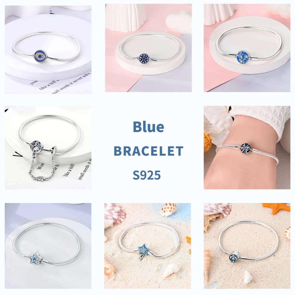 Pink Love Heart Silver 925 Bracelet Original Bracelets Zircon Cat Paw Snake Chain For DIY Charms 17-20CM Wedding Jewelry Gifts 25T1226