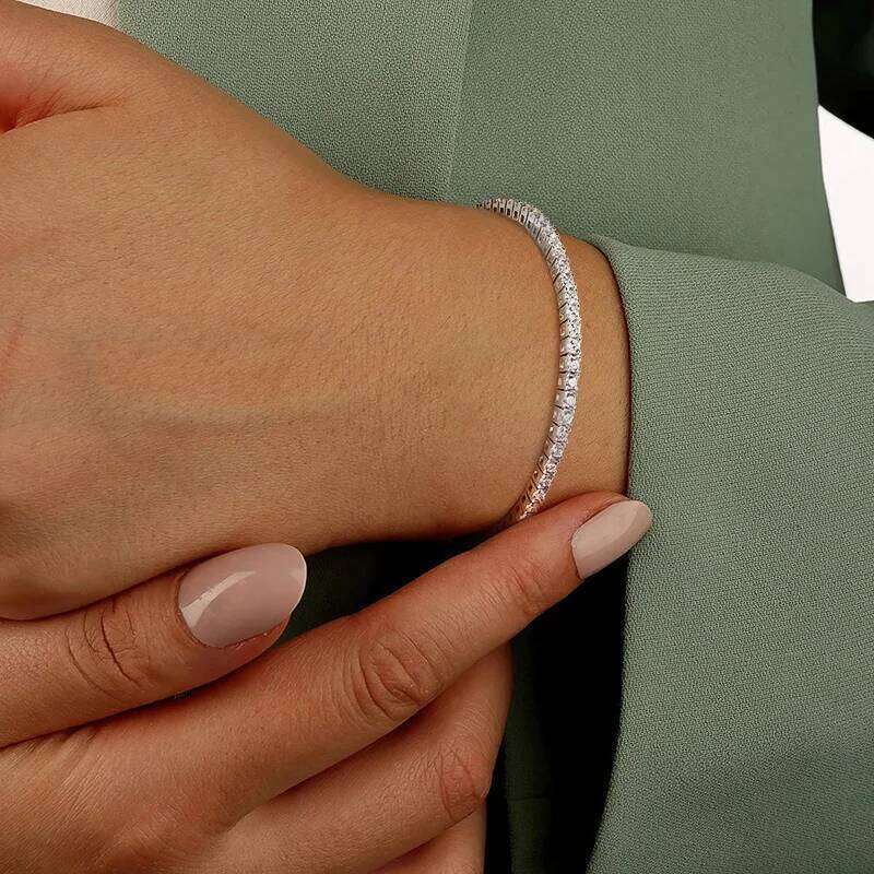 Smyoue 2MM D Color 100% Real Moissanite Tennis Bracelet for Women Lab Diamond Original Silver 925 Jewelry Hip Hop Party Chain 25T1226