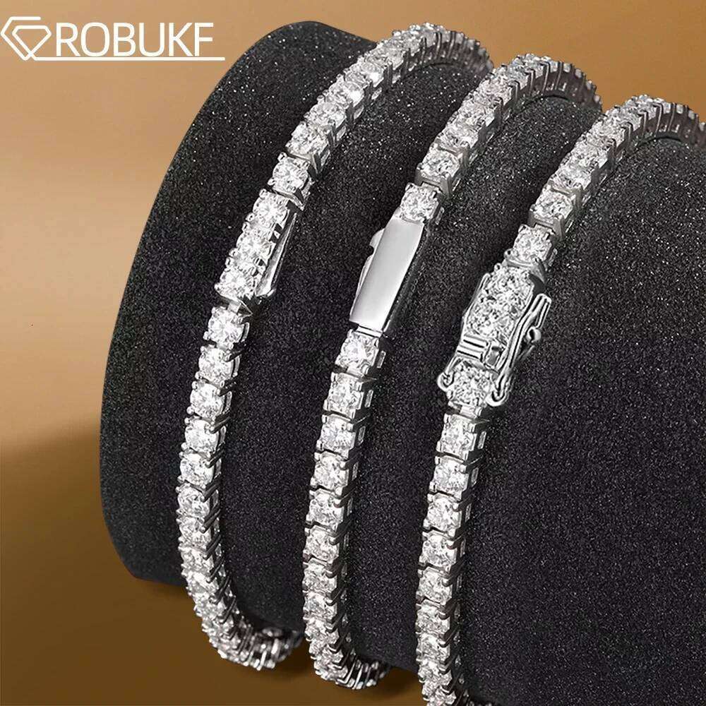 3mm 4mm Moissanite Tennis Bracelets for Women Men Sparkling Diamond GRA S925 Silver Plated White Gold Bracelet Wedding Jewelry 25T1226