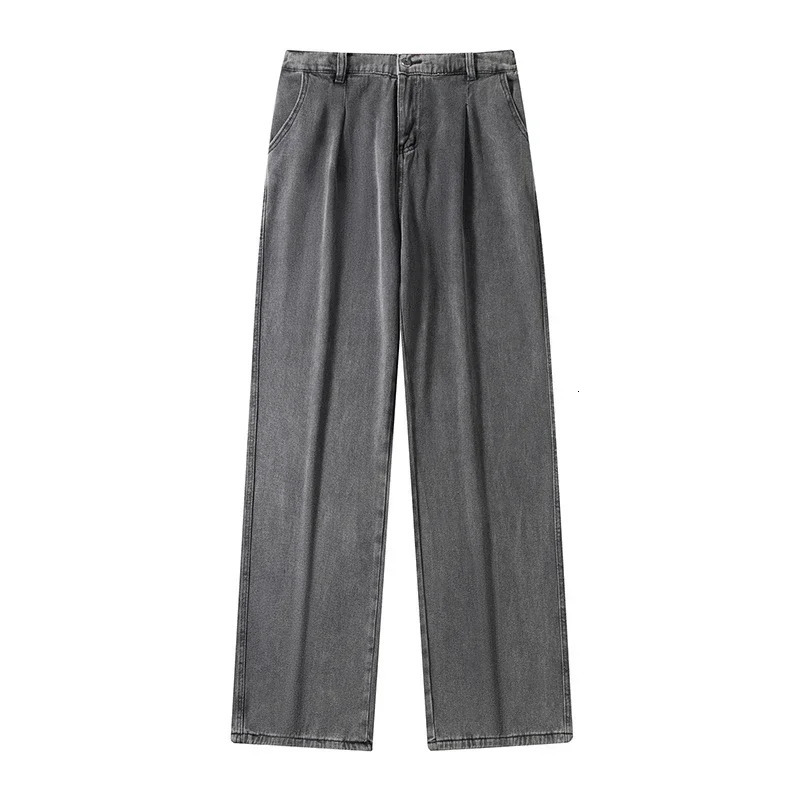 Mens Black Jeans Classic Solid Color Loose Casual Pants Fashionable and Versatile Baggy Straight Wide Leg Gray Blue 251226