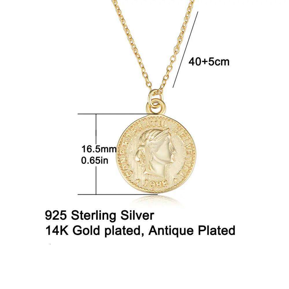 Fulsun 925 Sterling Silver Antique Jewelry Retro Switzerland Hero Confederatio Helvetica 5 1988 Round Coin Necklaces 25N1226