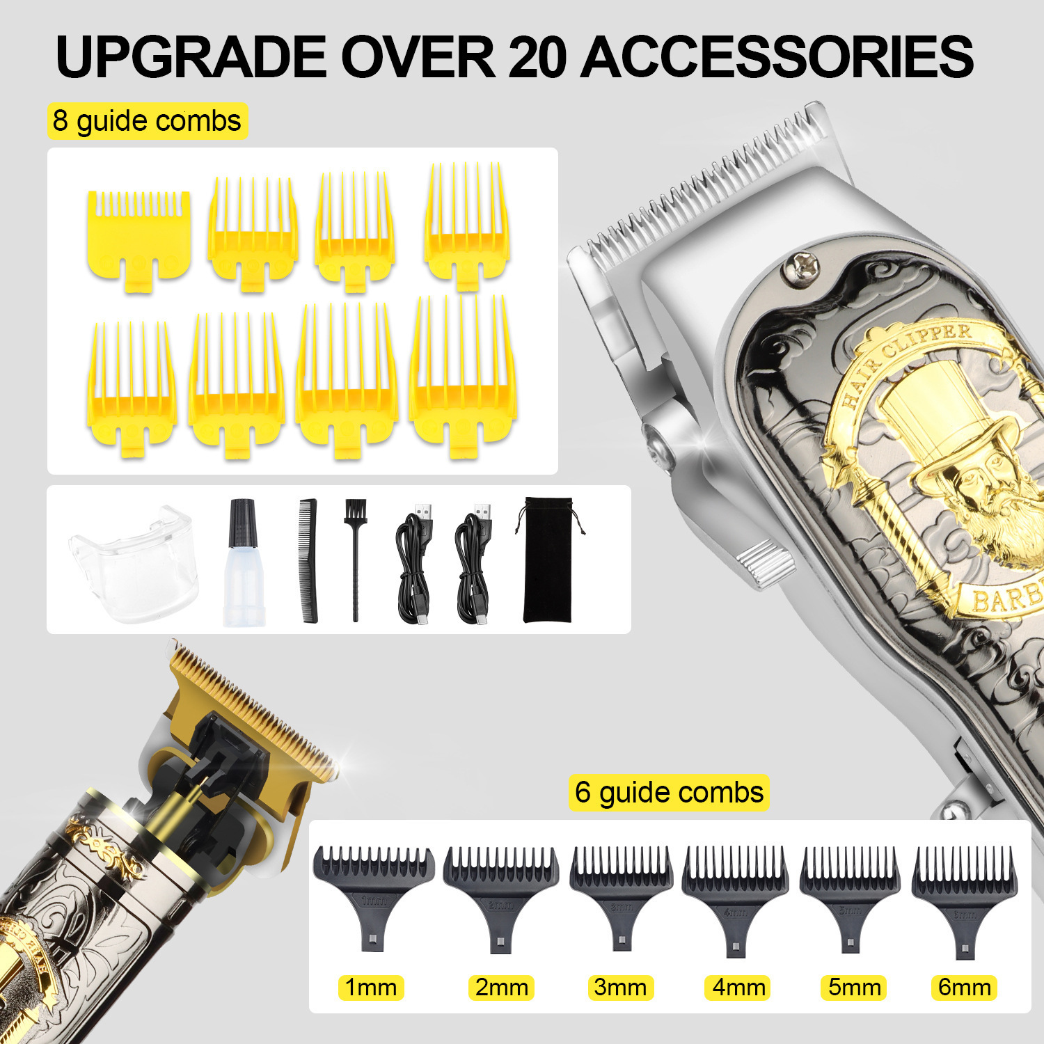 HIENA Hair Clipper Set with Mother and Child Machine Oil Head Carving Digital Display Hair Clipper Set Electric Clipper 240929