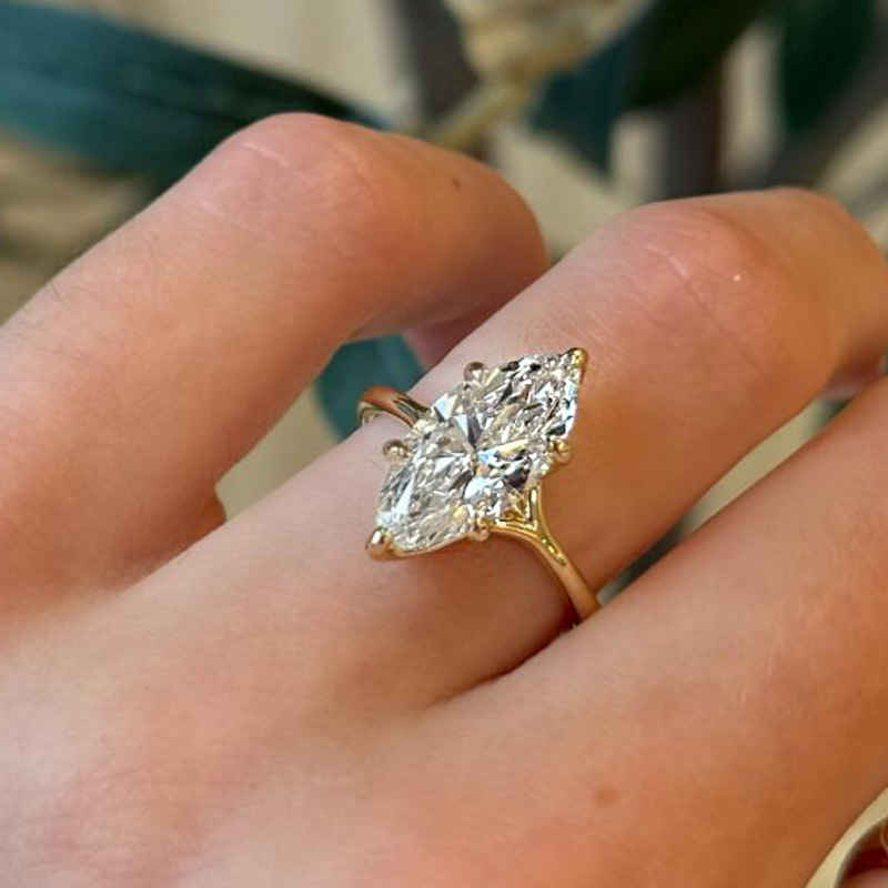 Choucong Ins Top Sell Solitaire Wedding Rings Simple Fashion Jewelry 925 Sterling Silver Fill 18k Gold Marquise Cut 5A Zircon CZ Diamond Elegant Women