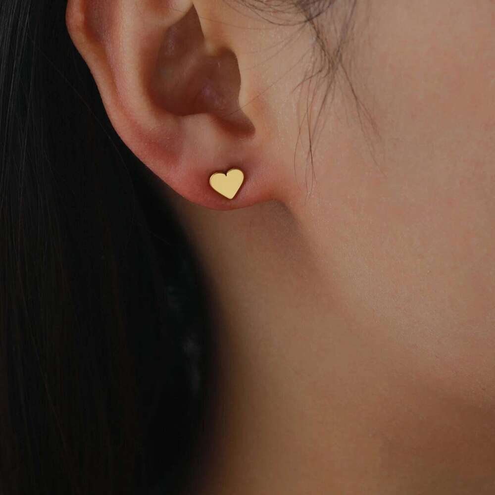 Cazador Kpop Mini Heart Stud for Women Girls Stainless Steel Trendy Earrings Gold Color Jewelry Wedding Birthday Gift 25H1226