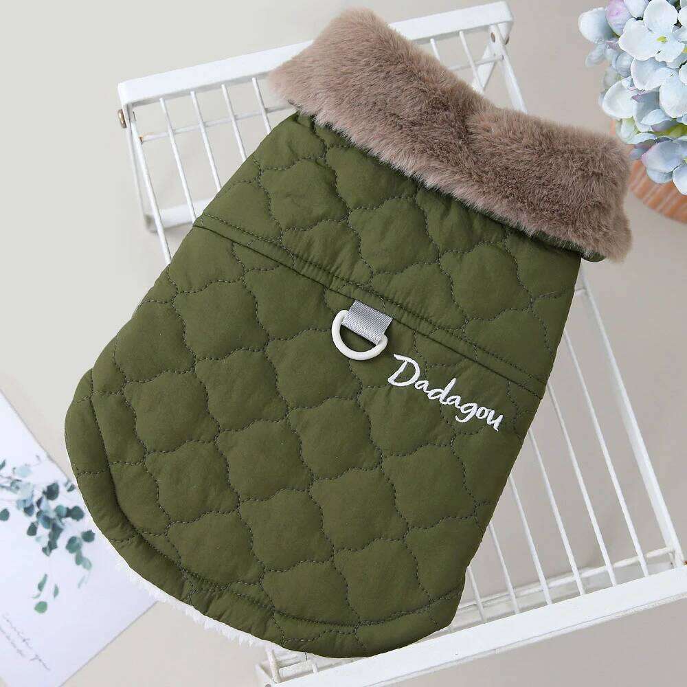 Winter Jacket Clothes Super Warm Small Dogs Clothing With Fur Collar Cotton Pet Outfits French Bulldog Chihuahua Coat Vest 25T1226