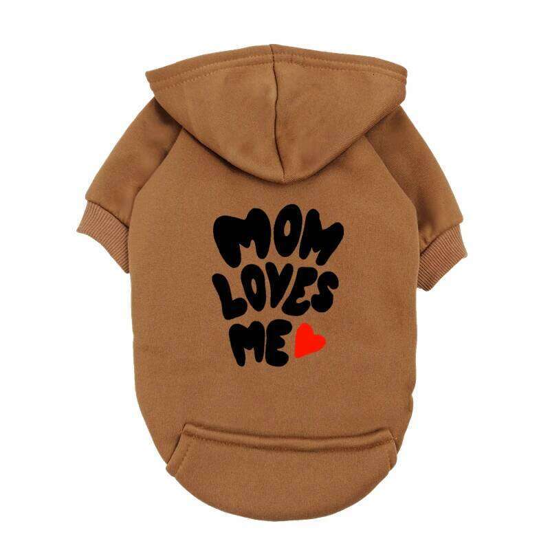 Loves Me Dog Hoodie Red Pet Sweater with Heart Design Warm Outfit for Small Dogs & Puppies - I Love My Mom Gift 25T1226