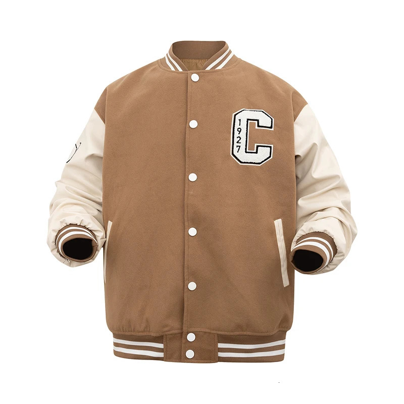 Mens Vitage varsity jacket Faux Leather Sleeve Letterman Lightweight bomberstyle Baseball jacket 90S windbreaker Streetwear 251222