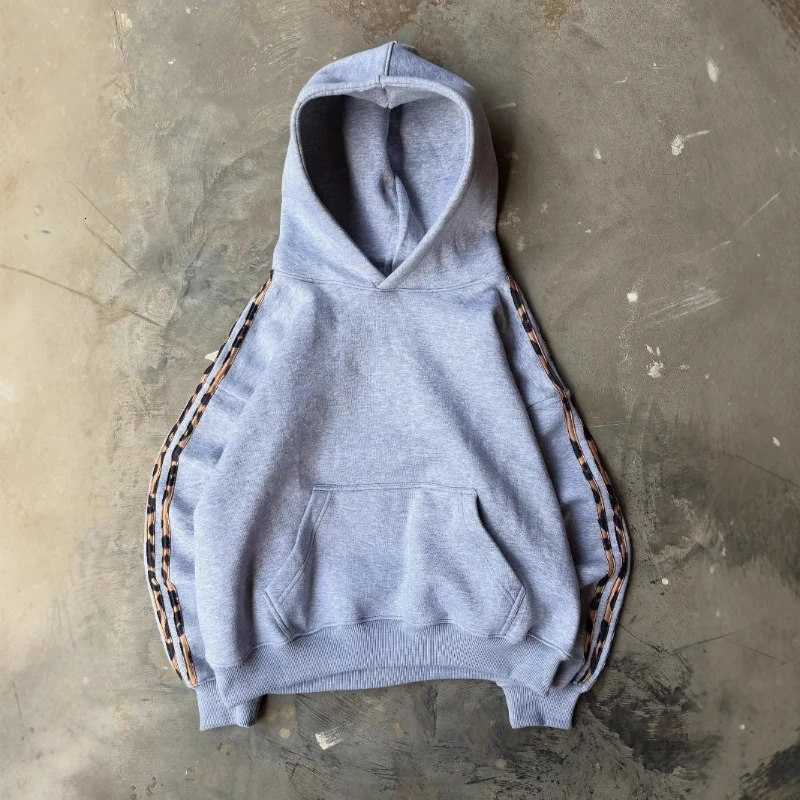 Y2K American Loose Long Sleeve Hoodie Leopard Stripe Stitching High Street Hip Hop Rock Autumn Winter Casual Sweatshirt 251225