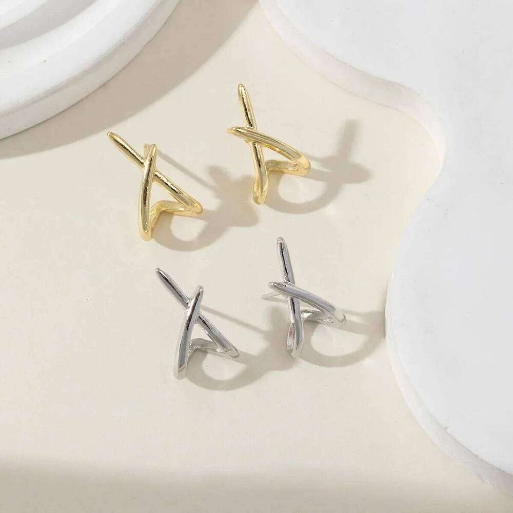 LATS Trendy Gold Color Cross Stud Earrings for Women Dainty Simple Minimalist Earring Fashion Jewelry Party Gifts 25H1226
