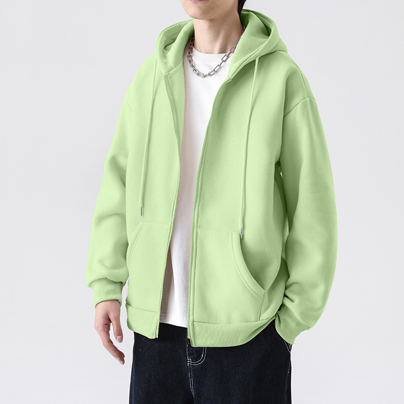 American Hoodie Jacket for Men, Fall Teenager Vintage Heavyweight Zip-Up Cardigan, Casual & Versatile Sweatshirt