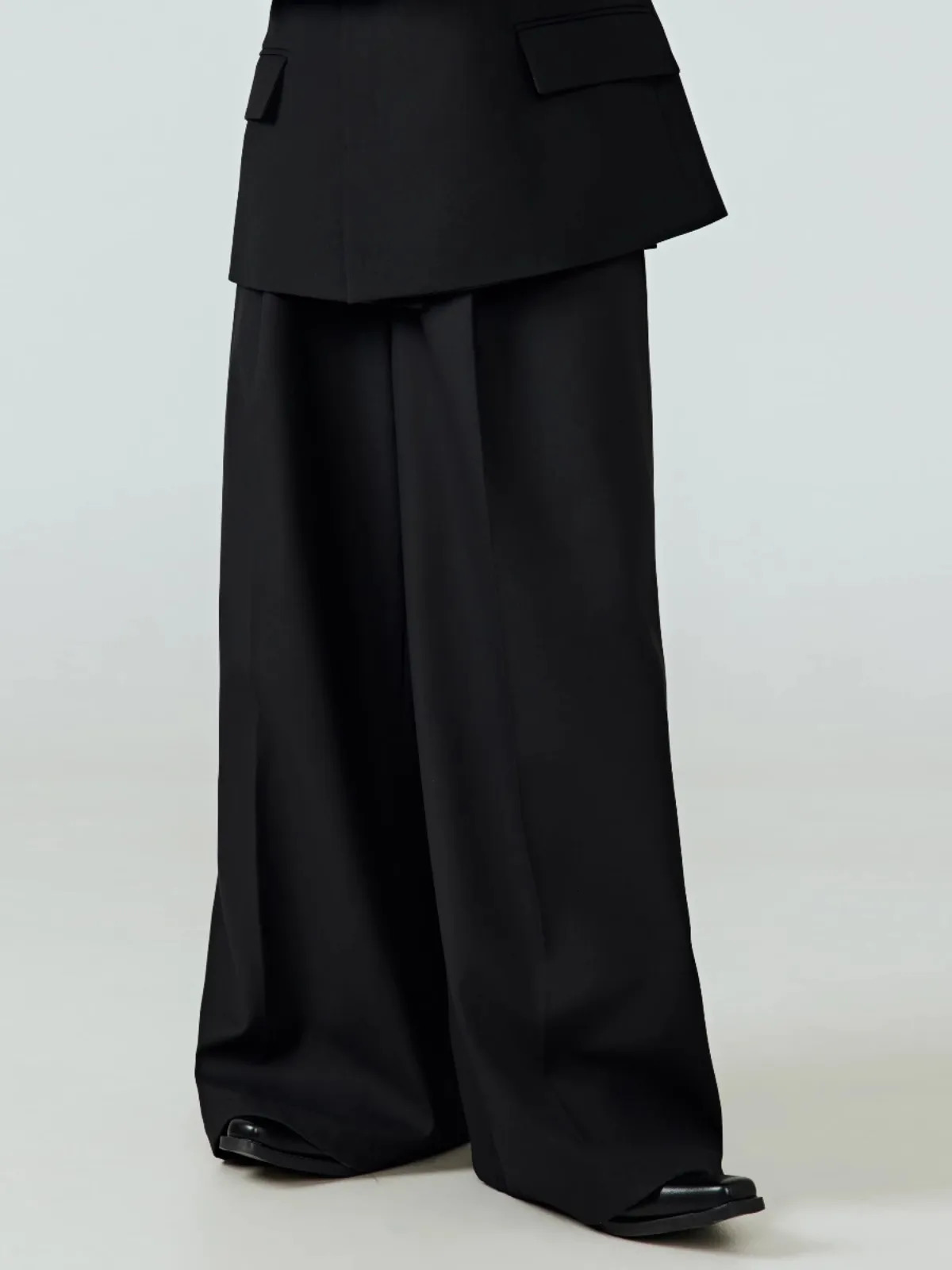 Mauroicardi Spring Autumn Long Black Flowy Baggy Wide Leg Pants for Mens Loose Chic y ner Clothes Soft Trousers 251226