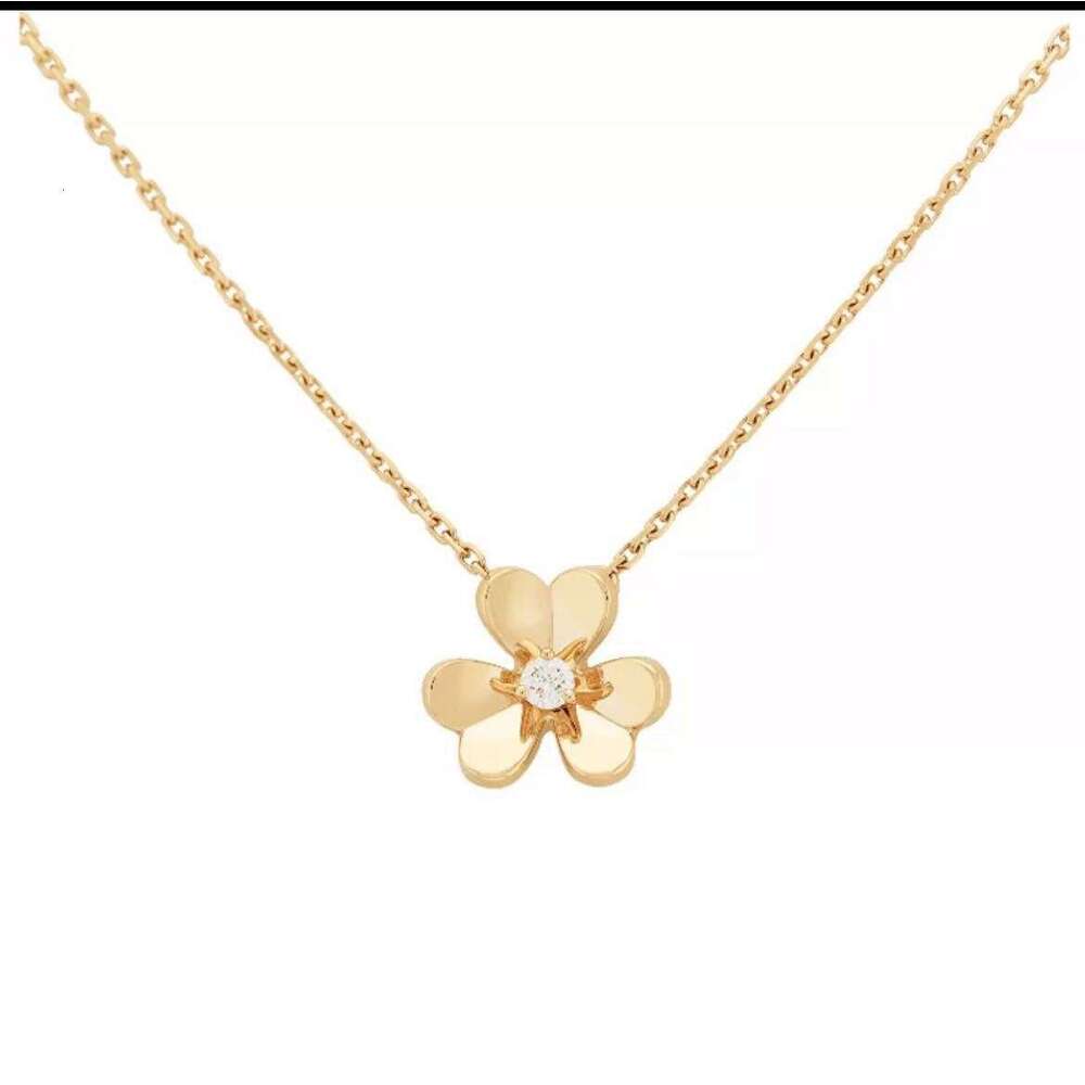 18K Rose Gold Full Petal Necklace Single Diamond Lucky Clover Flower Earrings Manufacturer Wholesale