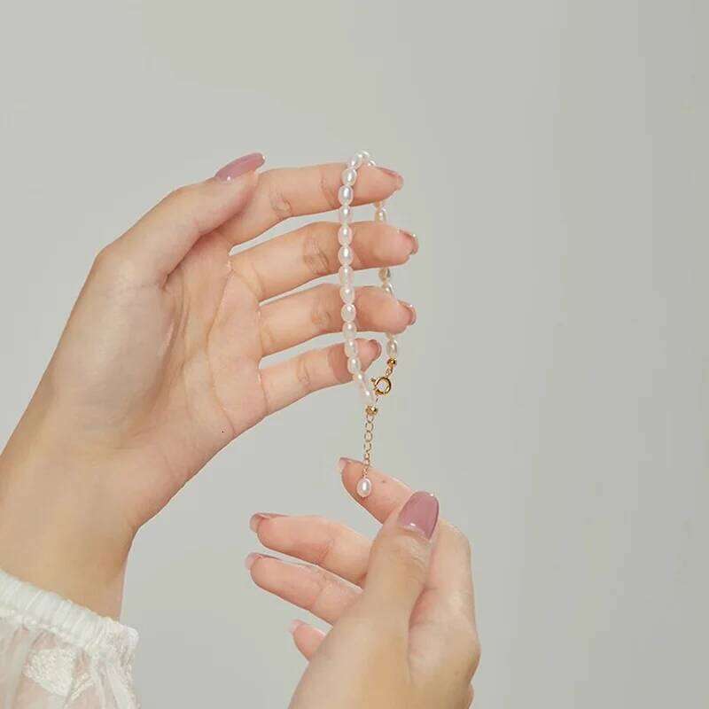 Dainashi 4-5mm Rice Shape Freshwater Pearl for Women 16cm 18cm 20cm Adjustable 925 Sterling Silver Bracelet 2025 New 25T1226