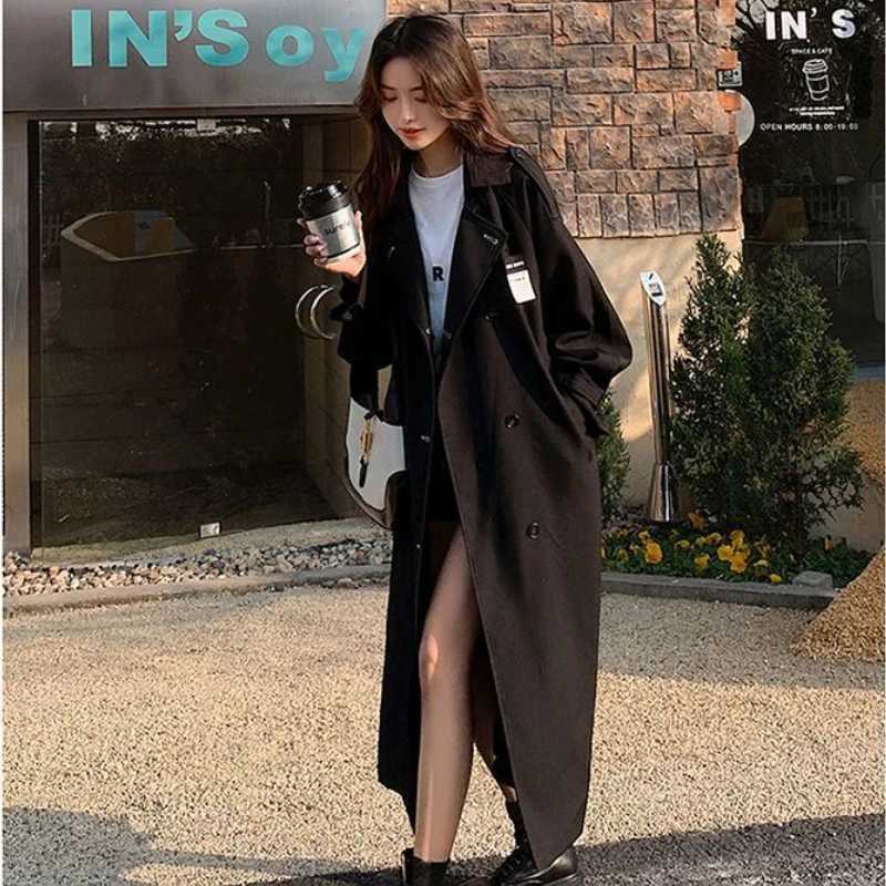 Korean Fashion Lace-up Trench Women Vintage Autumn Y2k College High Street Long Coats Sweet Temperament Chic Students LeisureT251226