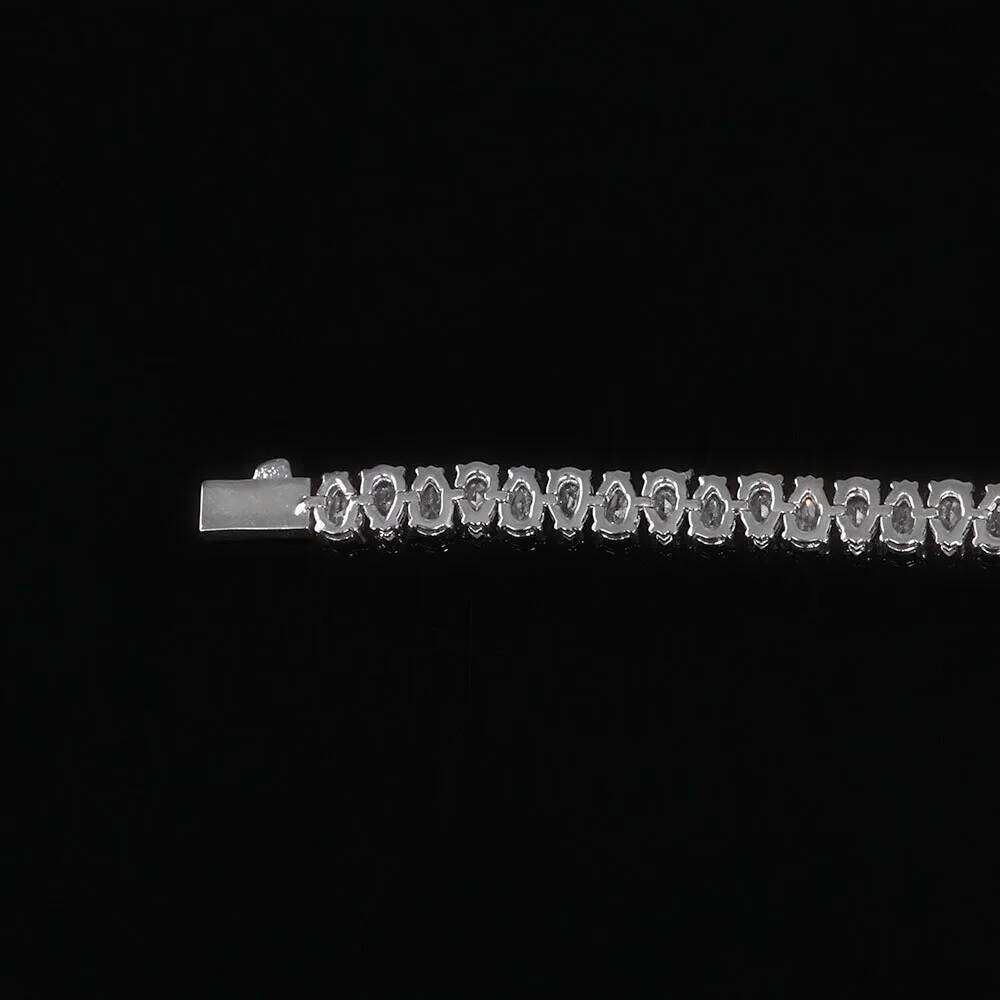 jewelry Sparkling CZ Tennis Bracelet Silver Plated Iced Out Teardrop Shaped Design Hip Hop Fine Jewelry Gift for Women