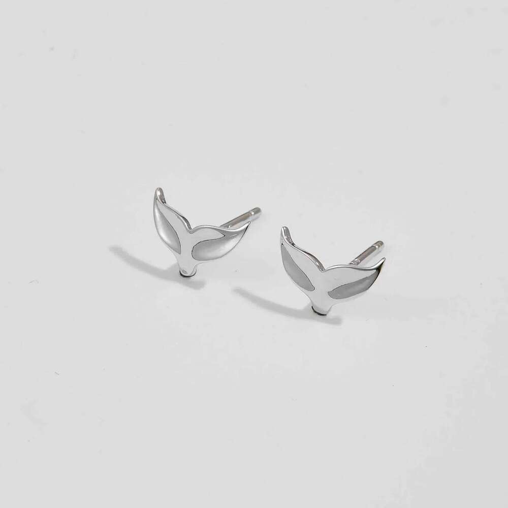 ANDYWEN 925 Sterling Silver Gold Fish Tail Stud Earring Clips Piercing Pendiente Women luxury Fine Jewelry Simple Jewels 25H1226