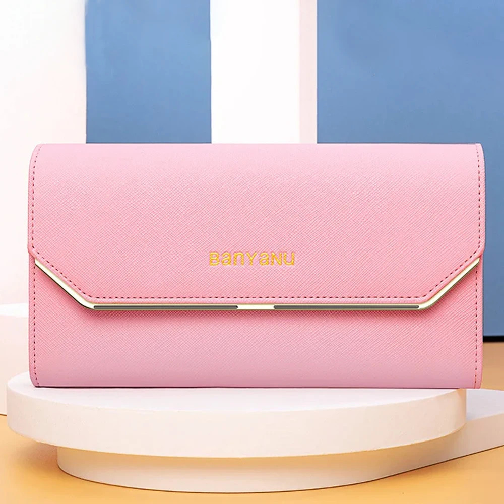 Genuine Leather Wallet RFID Long Clutch Purse for Women Multi Card Holder Triple Fold Skin Phone Money Clip Fashion Ladies 251225