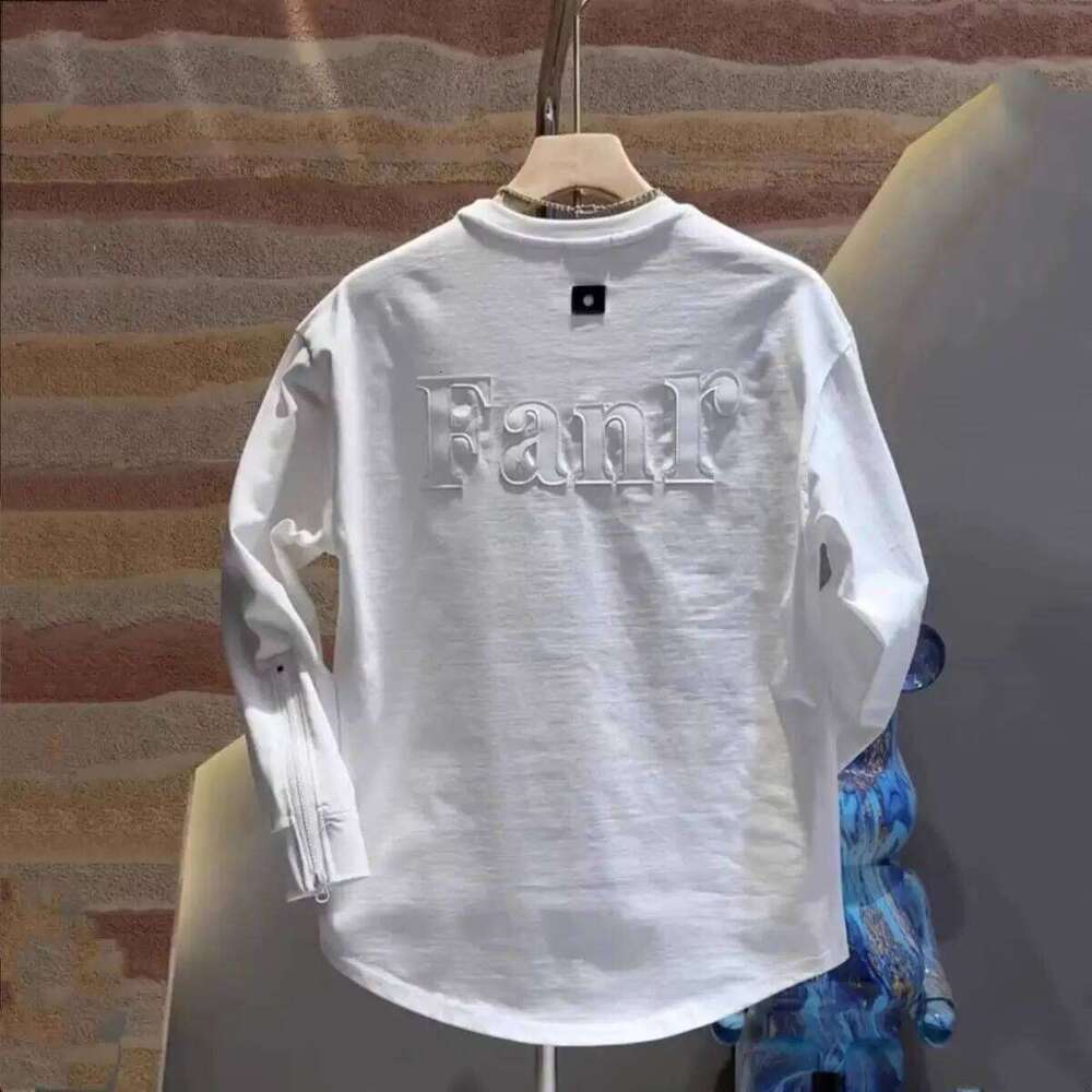 New Letter Casual Zipper Round Neck Sweatshirt Men's Trendy Brand Versatile Couple's Loose T-Shirt Base Shirt