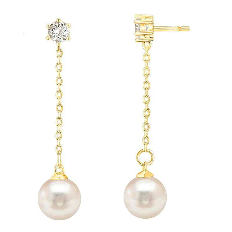Huitan Delicate Hanging Drop Earrings Lady Simulated Pearl Pendant Accessories Wedding Shiny Zirconia Jewelry for Engagement