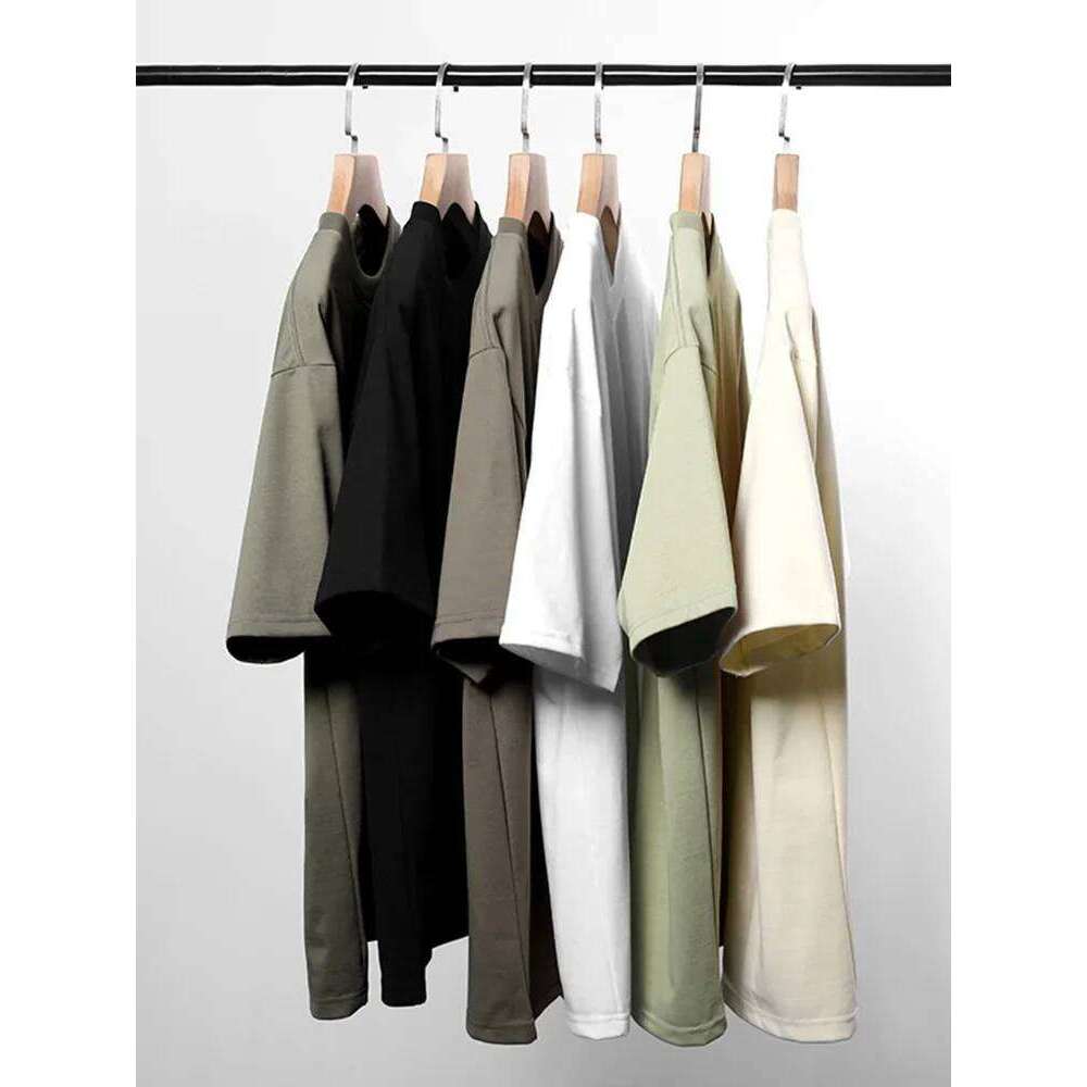260G Heavy Cotton Summer T Shirt Men Korean Fashion Short Sleeve Loose Basic T-Shirts Solid Tops Oversized Tee Unisex