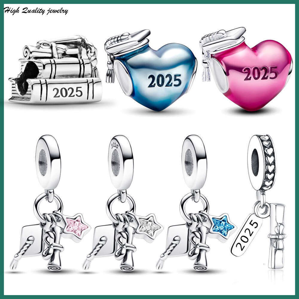 Silver Spot 2025 Graduation Season Graduation Cap Scroll Book Beaded Charm Bracelet Jewelry DIY Accessories Suitable for Women's Jewelry Bracelet wholesale