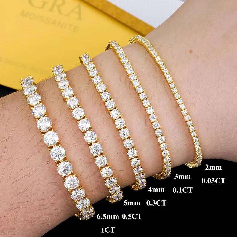 EWYA Real D Color Full 2/2.5/3/4/5/6.5mm Moissanite Tennis Bracelet For Women S925 Plated 18K Rose Gold Diamond Link Bracelets 25T1226