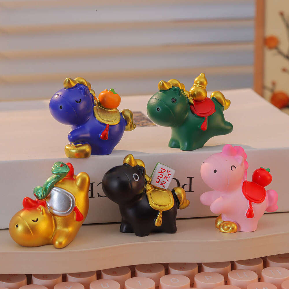 Dh_art Year of the Horse Zodiac Figurine | Chinese Style Desk Ornament for Home & Office | Cute Fortune Horse Statue & New Year Gift