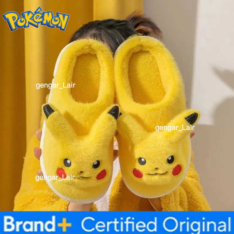 Pokemon Cartoon Pikachus Slippers Cute Non-Slip Warm Home Indoor Shoes Winter Cosplay Slipper W251226